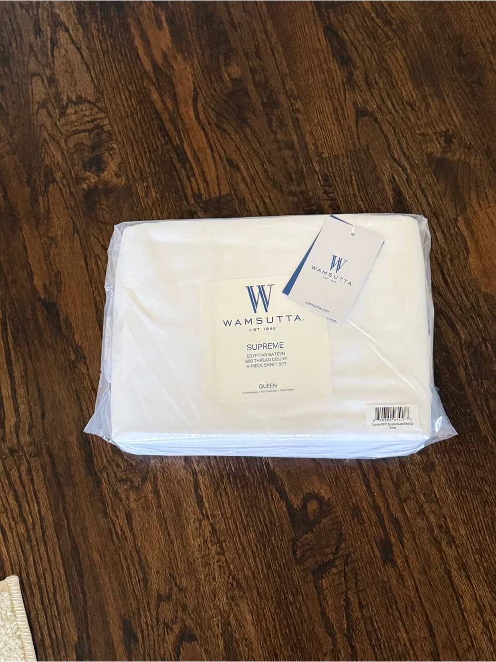 NWT Wamsutta Supreme Egyptian Sateen 600 Thread Queen 4-Piece Sheet Set White
